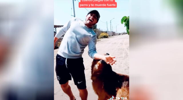 Joven juega con su perro a las mordidas y el divertido momento se vuelve viral