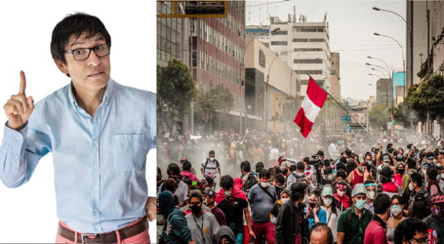 Fernando Armas se unió a la marcha que pide la salida de Manuel Merino de la presidencia del Perú.