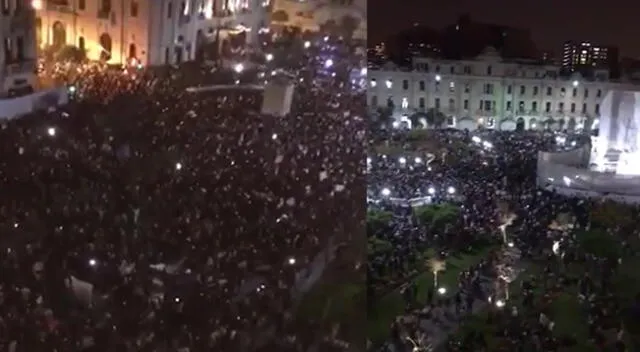 Vista aérea de la gran concentración en la Plaza San Martín.