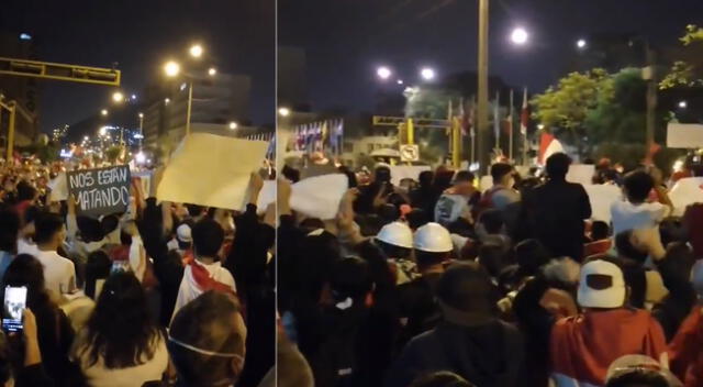 Manifestantes llegaron a los exteriores del Congreso.