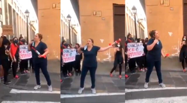 En el día ocho de las protestas, un grupo de manifestantes recorrían las calles del Centro Histórico de Lima.