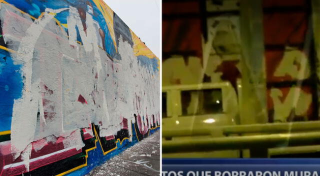 Captan a sujetos pintando de color blanco el mural en honor a Inti y Bryan en el Centro de Lima, destruyéndolo por completo y dejando un mensaje a todos los transeúntes sobre la conmemoración de los jóvenes.