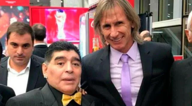 Ricardo Gareca y Diego Maradona se encontraron en Rusia 2018.