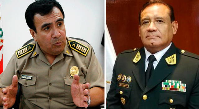 El general PNP Óscar Gonzales Rabanal y el teniente general PNP, Edgardo Garrido López.