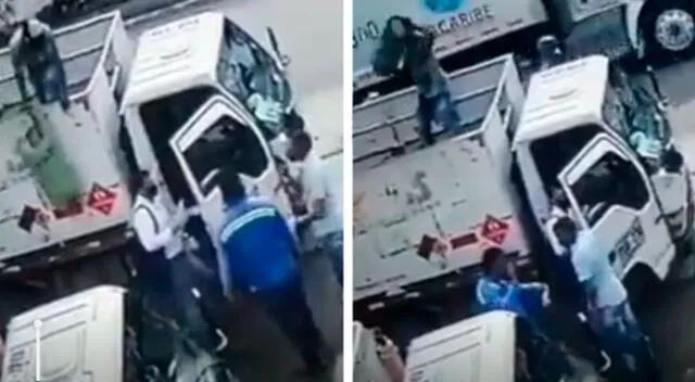 Trabajador evita que asalten su camión lanzando un balón de gas a la cabeza del ladrón