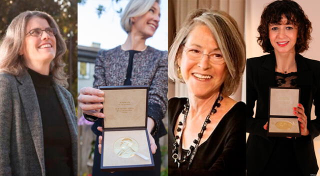 Premios Nobel: Andrea Ghez, de Física; Jennifer Doudna, de Química; Louise Glück, de Literatura; Emmanuelle Charpentier, de Química.