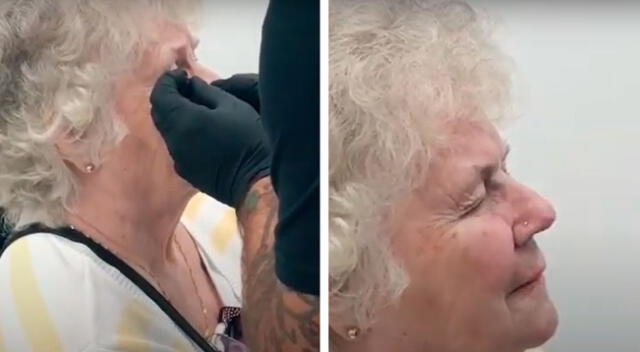 Mujer de 80 años se perfora la nariz por primera vez en su vida