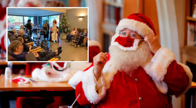 El hijo de uno de los residentes se vistió de Papá Noel para dar una sorpresa a los ancianos.