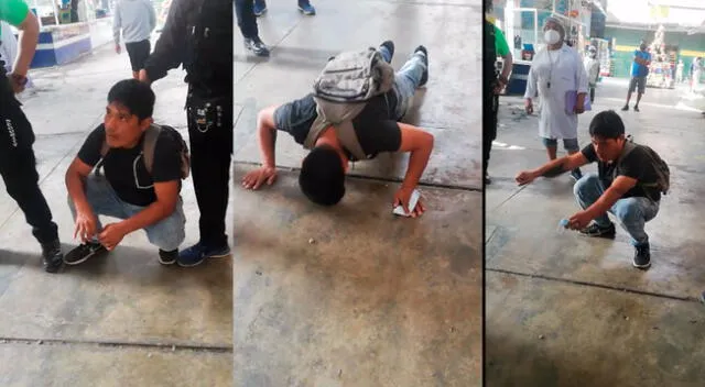 policías obligan a ladrón a hacer ‘planchas’ y ‘ranas’