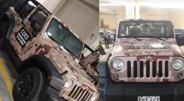 Se hallaron camionetas marca Jeep similares a las del Ejército para implementar en un proyecto de seguridad ciudadana en San Isidro.