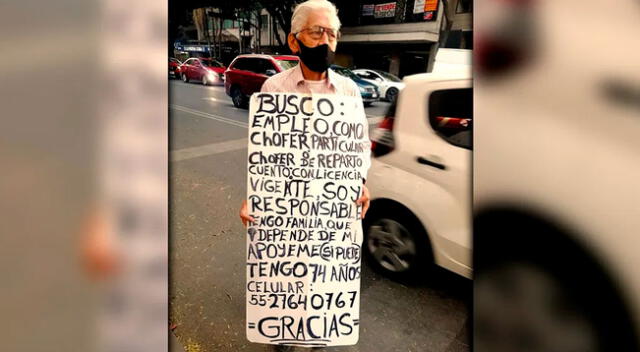 Adulto mayor pide trabajo como chofer y su fotografía se vuelve viral en las redes sociales