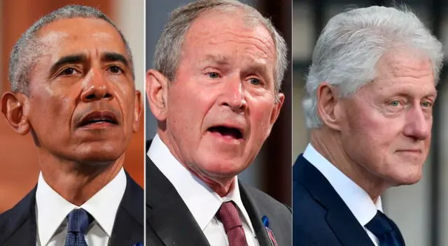 Los expresidentes de Estados Unidos, Barack Obama, George W. Bush y Bill Clinton.