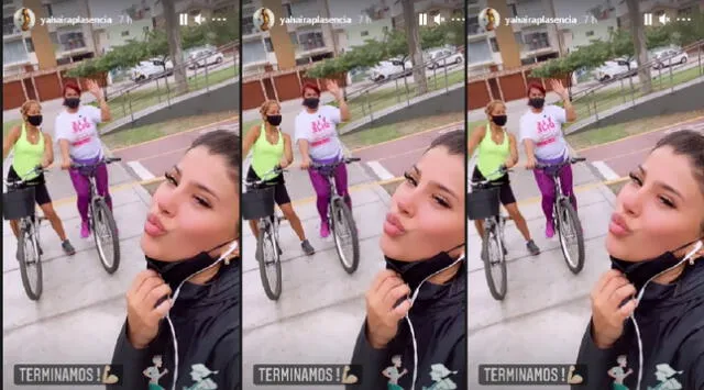 Yahaira Plasencia pasea en bicicleta junto a su mamá.