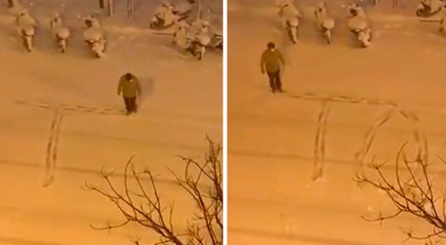 Hombre le da romántica sorpresa a su esposa en plena nevada y el video se vuelve viral