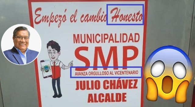Vecinos y emolienteros denunciaron este error en la publicidad del municipio de San Martín de Porres.