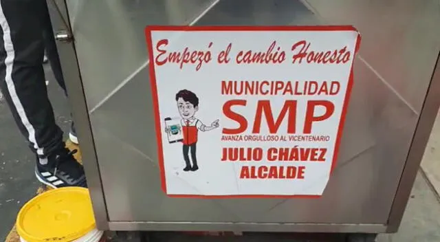 Vecinos y emolienteros denunciaron este error en la publicidad del municipio de San Martín de Porres.
