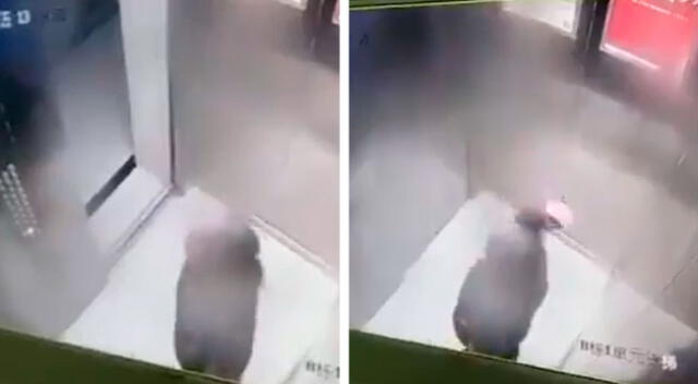 Anciana es captada arrojando su flema en la puerta de un ascensor en China