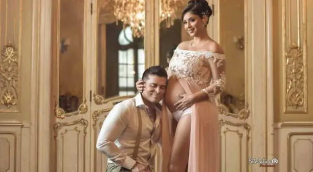 Christian Domínguez y Pamela Franco ansiosos por tener a su hija en brazos.