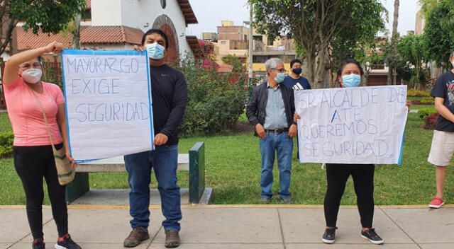 Los vecinos exigen al alcalde Edder Cuellar mayor seguridad en la zona de Mayorazgo, en Ate.