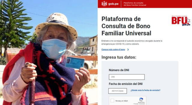 Hoy cobra tu segundo bono familiar universal. Solo necesitas tu DNI para consultar en el link BFU.gob.pe del Midis.