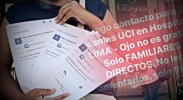 Presunta estafadora utilizaba correos institucionales para ofrecer camas UCI por el monto de 3 000 soles en el hospital Arzobispo Loayza.