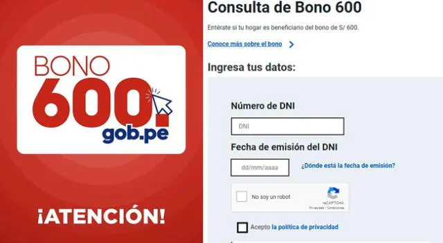 Se encuentra en funcionamiento la web oficial para consultar si eres beneficiarios del Bono 600. Conoce aquí más detalles del subsidio.