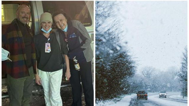 Los médicos trasladaron en un auto equipo UCI a través de una tormenta de nieve y hielo para salvar la vida de un bebé prematuro.