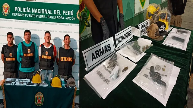 Lo incautado por la policía son tres armas de fuego, dos cascos de plástico y dos fotoshecks con el nombre de Luis Miguel Contreras conocido en el mundo del hampa como Zancudo.