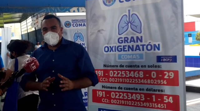 Municipalidad de Comas realiza campaña para implementar planta de oxígeno medicinal.