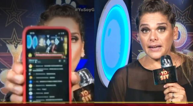 Giovanna Valcárcel afirma que programa es ‘en vivo’ tras mostrar hora en su celular