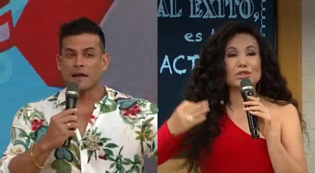 Christian Domínguez se reencontró con Janet Barboza en el set de América Hoy y hablaron de su trabajo juntos en videoclip de Hermanos Yaipén.