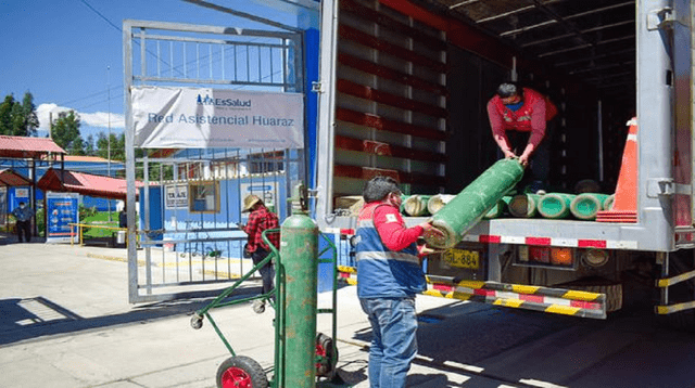 La Red Asistencia de Huaraz recibió 90 balones de oxígeno medicinal de 10 metros cuadrados.