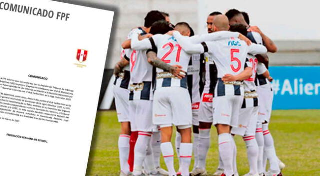 Alianza Lima recibió comunicado de la FPF.