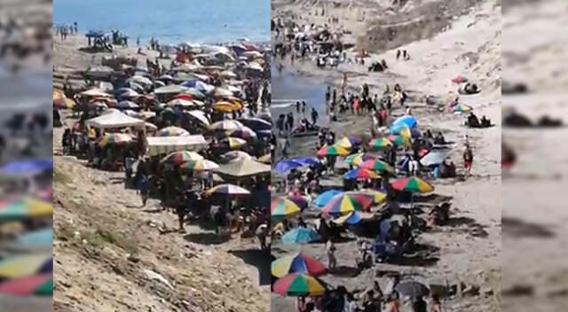 Veraneantes incumplen los protocolos sanitarios en la playa Las Peñitas, en Piura.