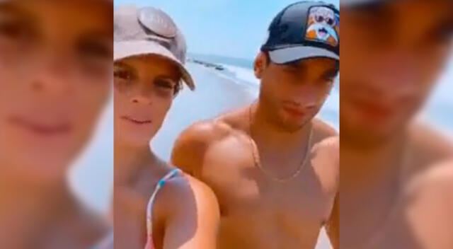 La pareja Alejandra Baigorria y Said Palao viene disfrutando de un pequeño relajo en playa Los Órganos.