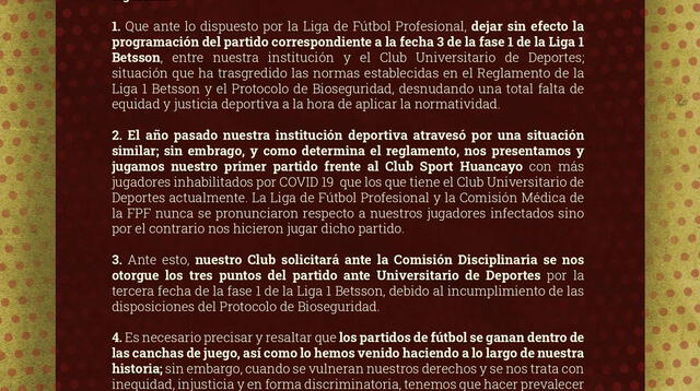 UTC pide puntos del partido  suspendido con Universitario.