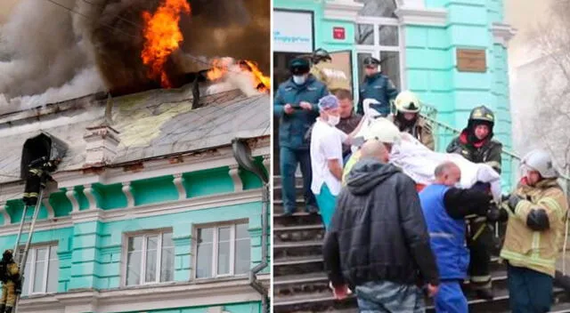 Médicos rusos operan el corazón de un paciente en medio de un incendio.