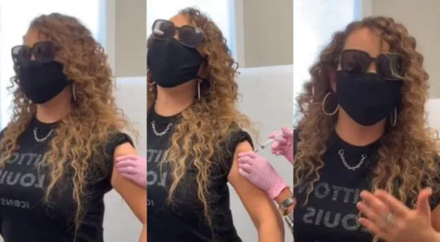 La cantante Mariah Carey compartió el momento preciso en que recibió su vacuna contra la COVID-19, y sorprendió al emitir un curioso sonido.