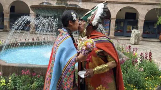 ¡Sellaron su amor! Cusqueño y japonesa se enamoran en el Inti Raymi y se casan vestidos de coya e inca.