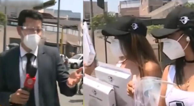 Reportero pasa incómodo momento tras 'chotear' a jóvenes que regalaban faciales a votantes.