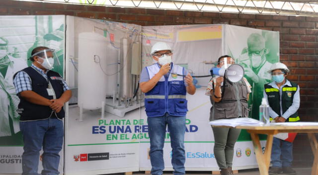 El alcalde del distrito del Agustino, Víctor Salcedo, junto al Gobierno Distrital de Salud (GODISA) y la directora del DIRIS Lima Este, la Dra. Antonieta Alarcón, dieron a conocer la construcción de una nueva planta de oxígeno