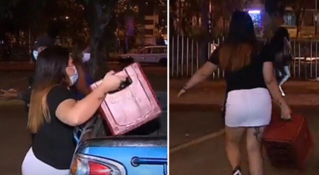 Mujer intervenida cogió su caja de cerveza insultando a los agentes de la Policía.