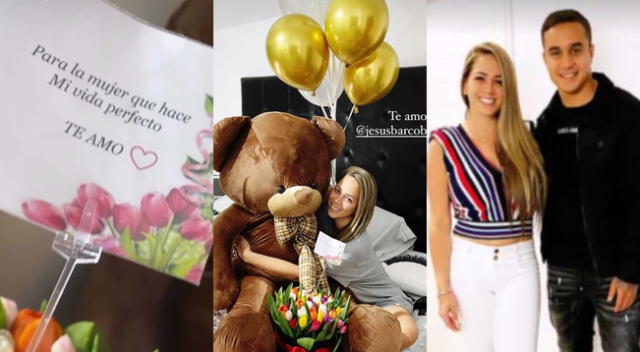 Melissa Klug recibió un oso de peluche grande y flores de Jesús Barco tras superar la COVID-19, y se mostró muy emocionada en redes sociales.