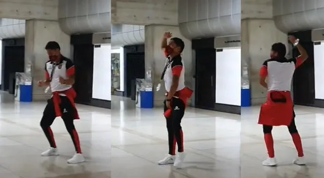 Peculiar baile del futbolista de Melgar se viralizó en las redes sociales.
