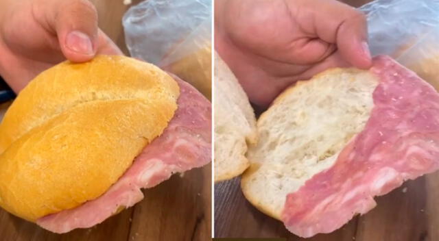 El usuario de TikTok @cacfer compartió con sus seguidores el pan con chicharrón de prensa que habría pedido en un puesto de venta de aperitivos al paso.