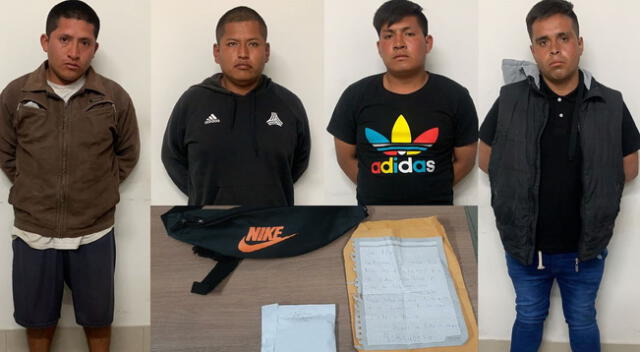los detenidos fueron identificados como Beybe Antony Tapia Pereda (28), Fernando Manuel Huamán Rodríguez (21), Jherson Andrés Ruiz Mendoza (23) y Jesús Edward Sánchez Chauca (35).