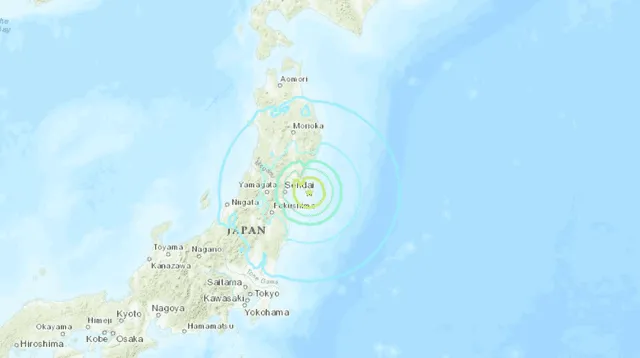 Lugar del sismo en Japón