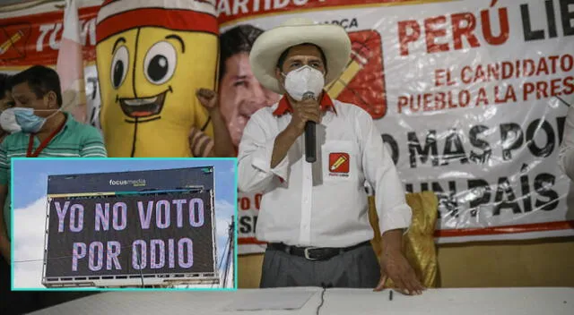 Paneles publicitarios contra Pedro Castillo estuvieron ubicados en la avenida Cultura.