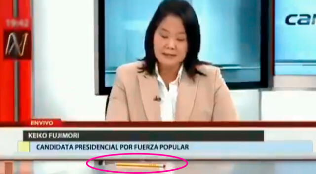 Keiko Fujimori se puso nerviosa ante presencia del lápiz, aseguran internautas.