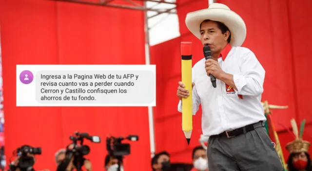 Los mensajes de texto en contra del candidato Pedro Castillo.